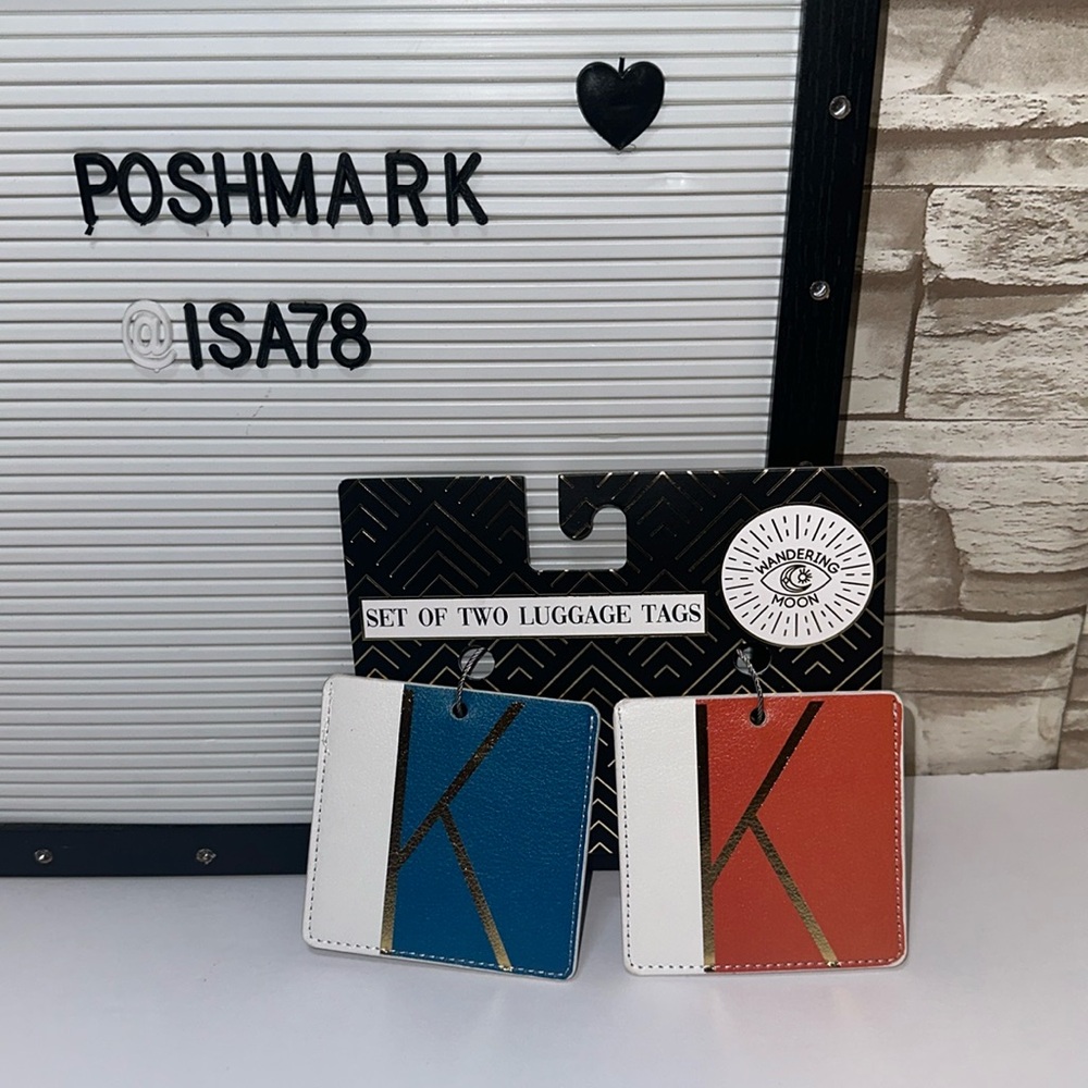 Wandering Moon Set of two Luggage Tags Letter K